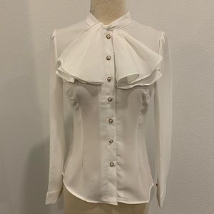 Off White Long Sleeve Top Button up Blouse / Size small